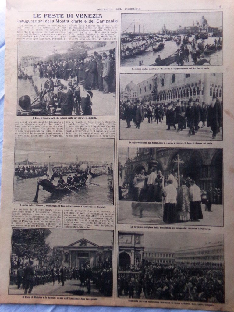 Pagine del 1912 Feste Venezia Inaugurazione Mostra Campanile Notizie Libia …