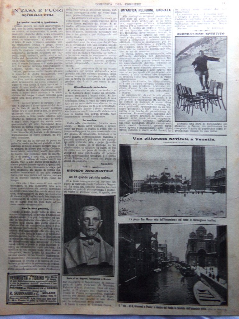 Pagine del 1912 Nevicata Venezia Religione Maya Busto Negroni di …