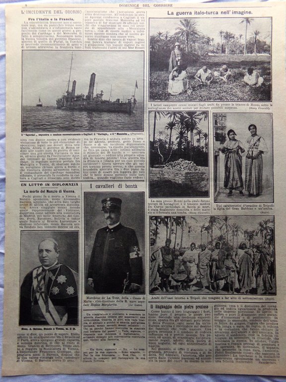 Pagine del 1912 Paladini Guerra Italo-Turca Bavona Linguaggio Pietre Preziose