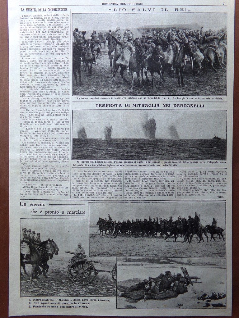 Pagine del 1915 WW1 Affondamento Lusitania Tempesta Dardanelli Biroli infermiere