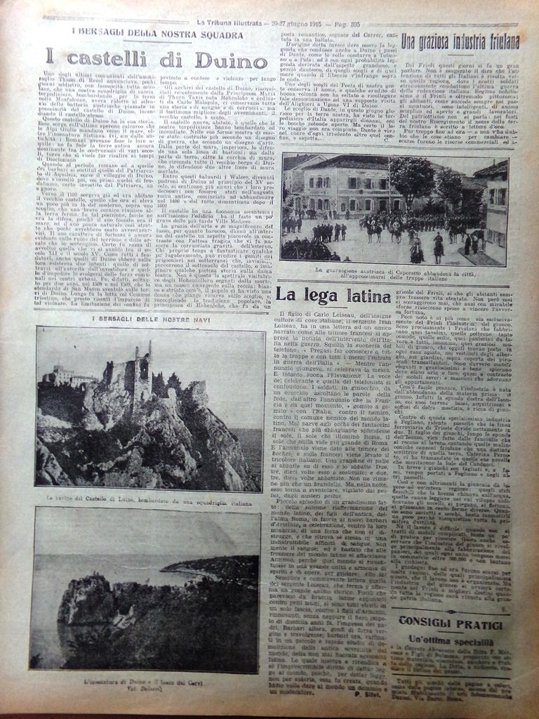 Pagine del 1915 WW1 Castelli di Duino Lega Latina Ponte …