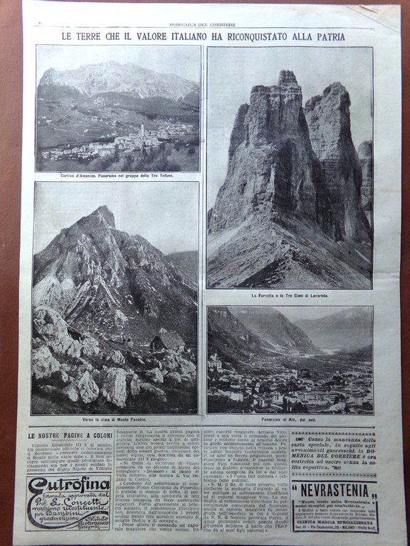 Pagine del 1915 WW1 Cortina Ala Lavaredo Pasubio Forcella Vittorio …
