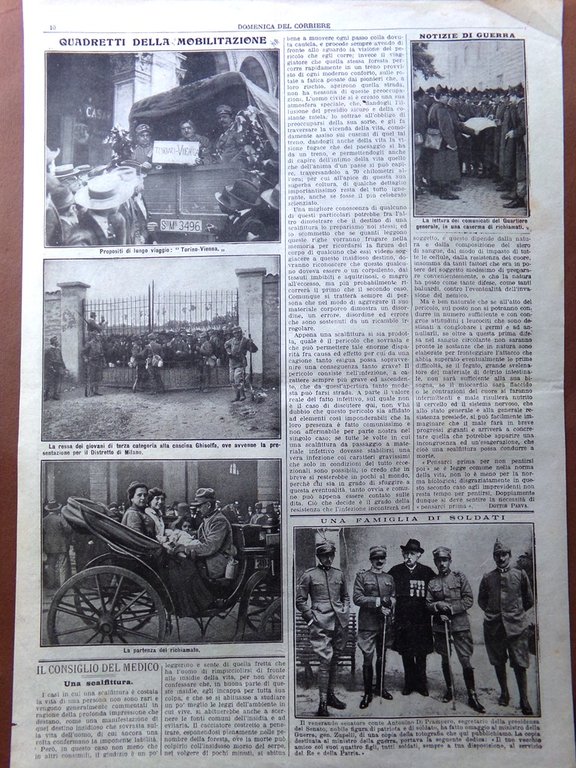 Pagine del 1915 WW1 Esercito Italiano Confine Mobilitazione Scodovacca Ghisolfa