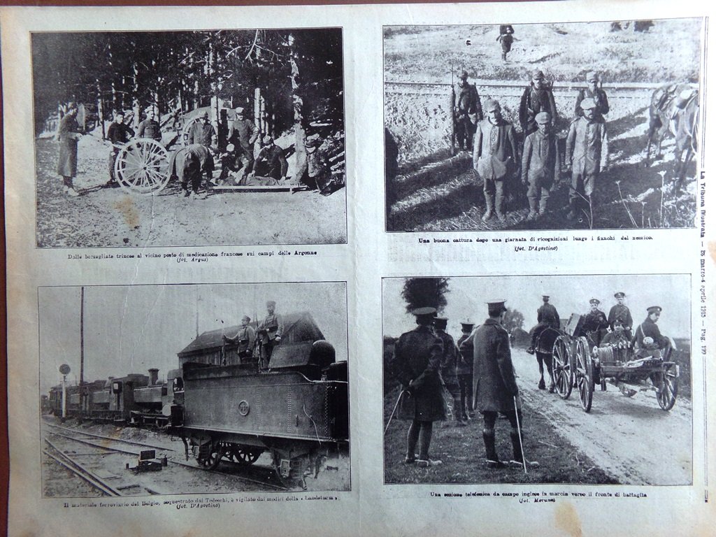 Pagine del 1915 WW1 Ferrovie Belgio Argonne Sezione Telefonica Francesi …