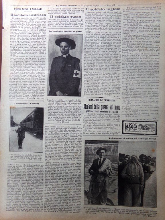Pagine del 1915 WW1 Guerra nel 1866 Dragoni Italiani Soldato …