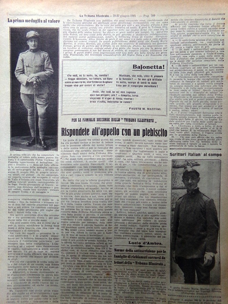 Pagine del 1915 WW1 Medaglia Pietro Ciochino Martini Porro Revel …