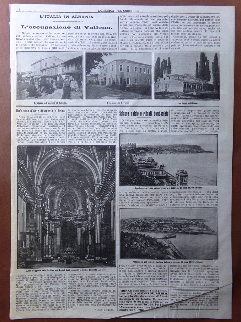 Pagine del 1915 WW1 Occupazione Valona Husayn Kamil Umberto Savoia …