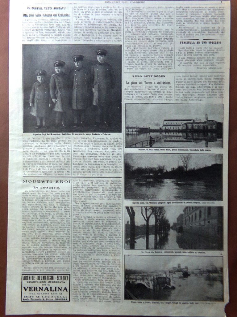 Pagine del 1915 WW1 Piena Tevere Aniene Marconi Hindenburg Kronprinz …