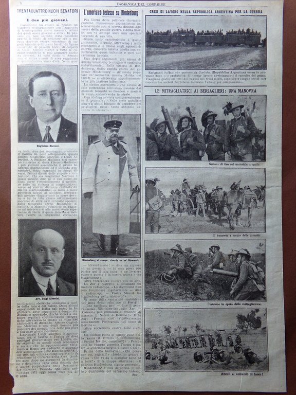Pagine del 1915 WW1 Piena Tevere Aniene Marconi Hindenburg Kronprinz …