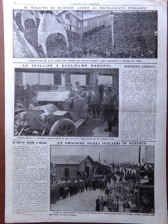 Pagine del 1915 WW1 Zuavi Baionetta Spalline Marconi Prigione Italiani …