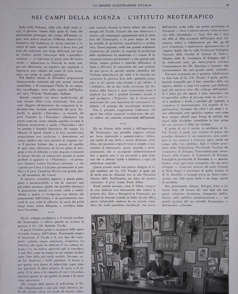 Pagine del 1927 Bologna Casa Zanichelli Istituto Neoterapico Raffaele Toschi