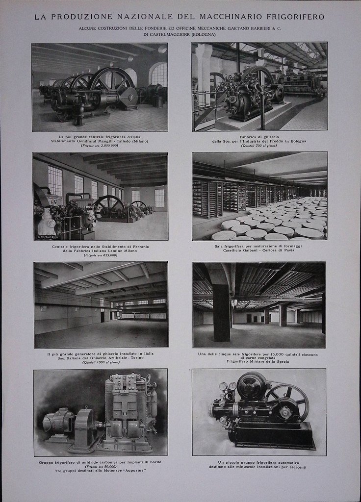 Pagine del 1927 Bologna Macchinario Frigorifero Castelmaggiore Ceramiche Imola