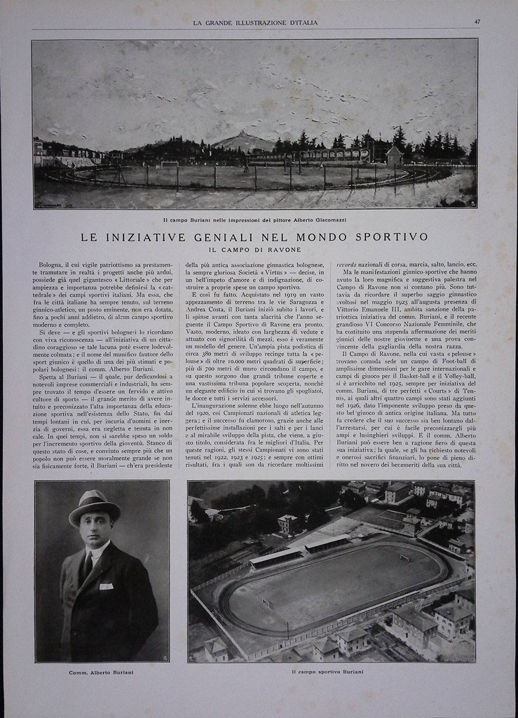 Pagine del 1927 Bologna Mondo Sportivo Campo Ravone Buriani Opificio …