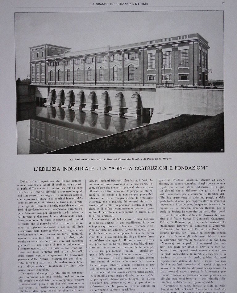 Pagine del 1927 Edilizia Industriale Consorzio Bonifica Rinnovamento via Toschi