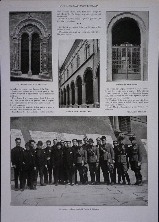 Pagine del 1927 Littoriale Inaugurato Fascismo Bolognese Rappresentanti