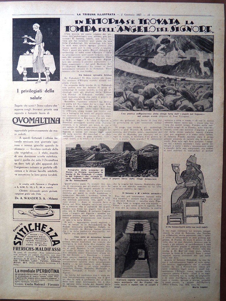 Pagine del 1927 Ritrovamento Tomba Re Tirhakah Piramide Meroe Luna …