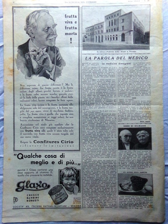 Pagine del 1934 Duce tra Mutilati Palazzo Poste Trento Medicine …
