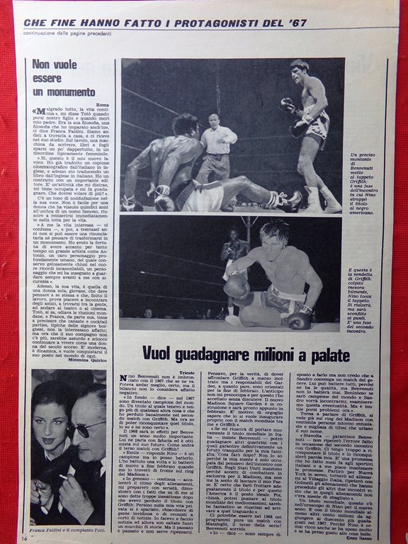 Pagine del 1967 Aldo Vieri Kruscev Nino Benvenuti Boxe Franca …