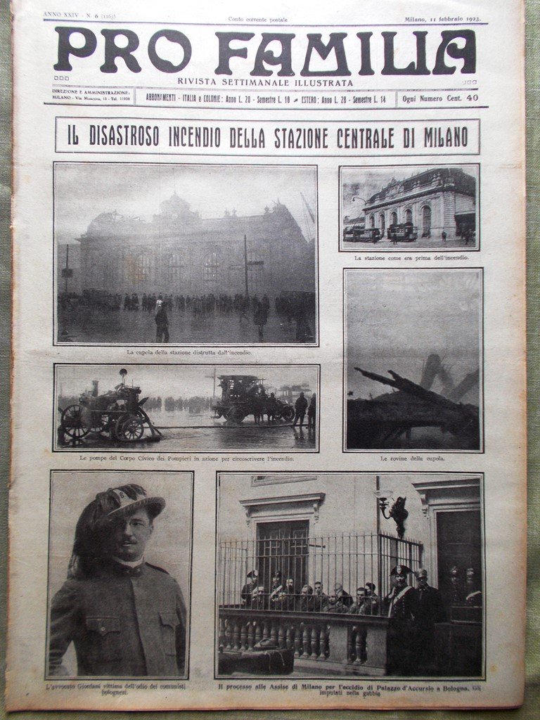 Pro Familia del 11 Febbraio 1923 Incendio Stazione Milano Ruhr …