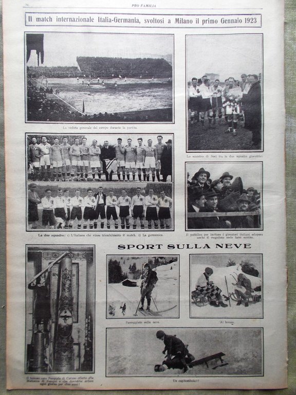 Pro Familia del 14 Gennaio1923 Conferenza di Losanna Pace Calcio …