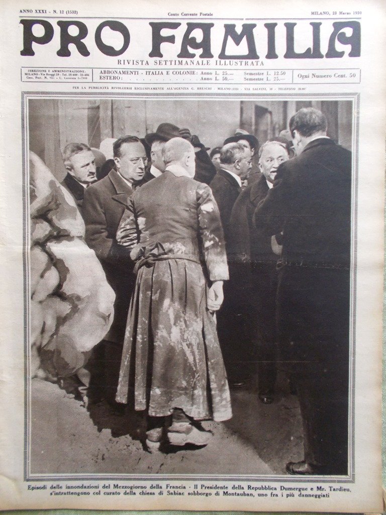 Pro Familia del 23 Marzo 1930 Inondazione Francia India Mancinelli …