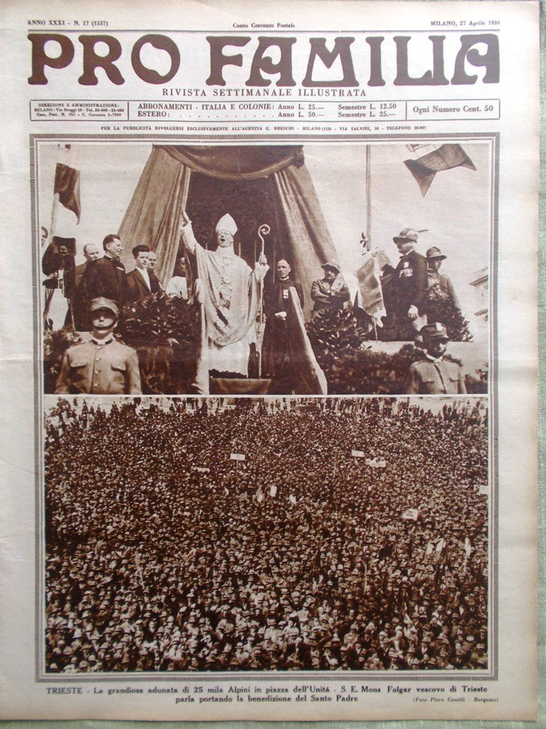 Pro Familia del 27 Aprile 1930 Pini Valsolda Tibaldi Toscanini …