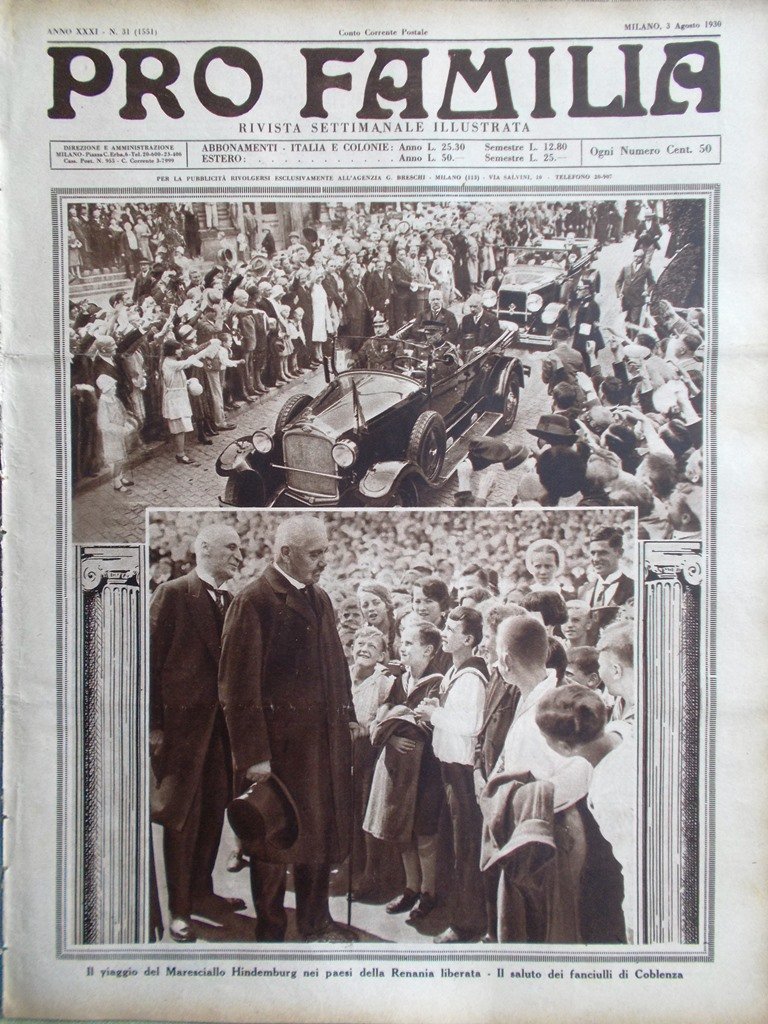 Pro Familia del 3 Agosto 1930 Domestico Peste Manzoni Madonna …