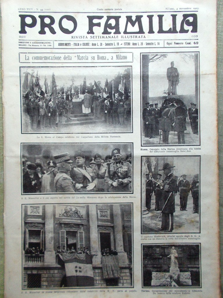Pro Familia del 4 Novembre 1923 Commemorazione Marcia su Roma …