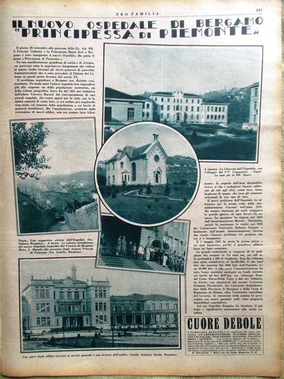 Pro Familia del 5 Ottobre 1930 Indipendenza Belgio Ospedale di …