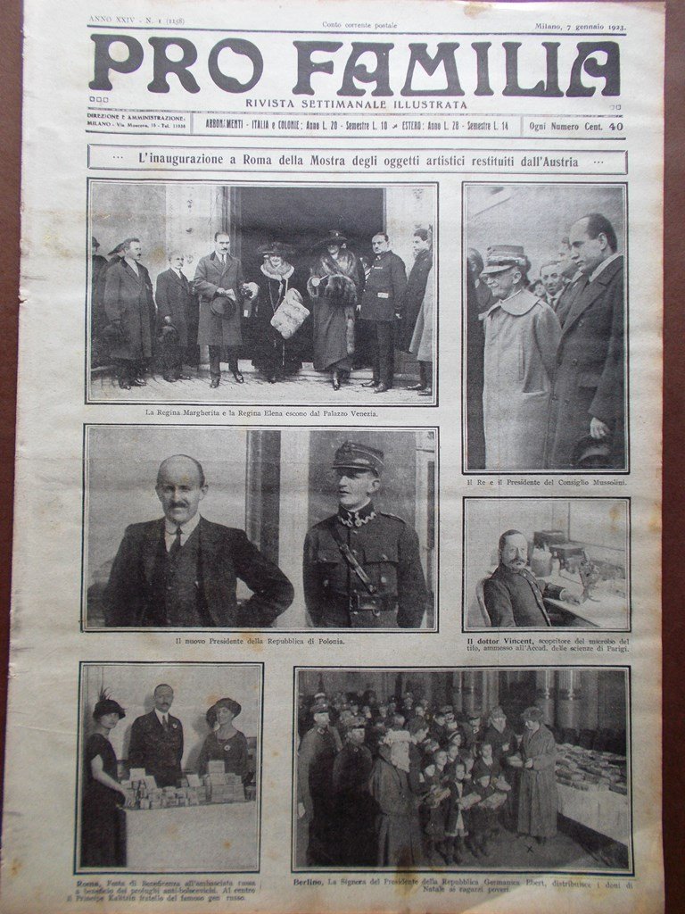 Pro Familia del 7 Gennaio 1923 Mussolini Ku Klux Klan …