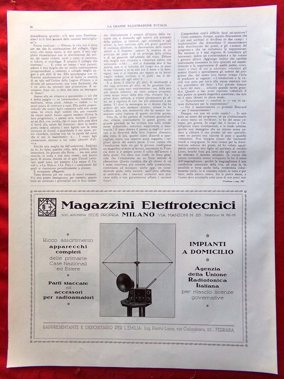 Pubblicità del 1925 Arti Grafiche Alfieri Lacroix Milano Impianti Elettrotecnici