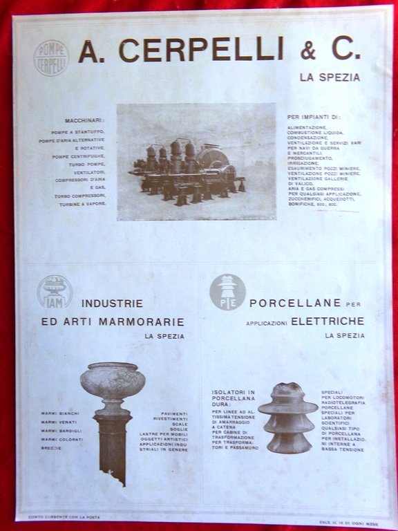 Pubblicità del 1925 Arti Grafiche Rizzoli Calendario Artistico Cerpelli Spezia