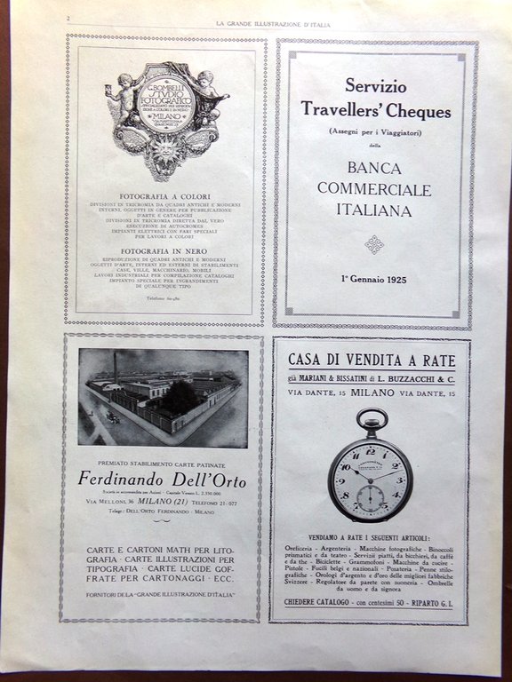 Pubblicità del 1925 Buzzacchi Banca Commerciale Dell'Orto Bombelli Abbonamento