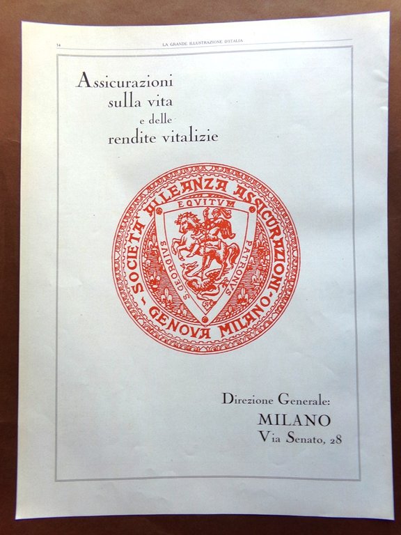 Pubblicità del 1925 Lloyd Sabaudo I tre Conti Alleanza Assicurazioni …