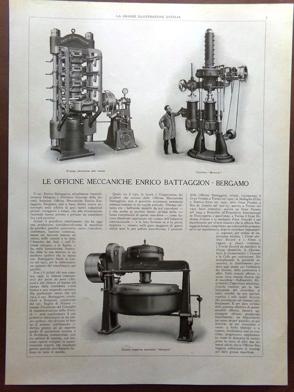 Pubblicità del 1925 Macchine OM Brescia Officine Meccaniche Battaggion Bergamo