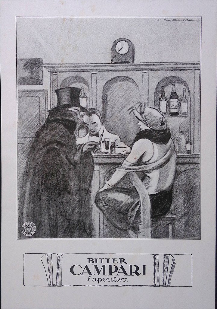Pubblicità del 1927 Bitter Campari l'Aperitivo