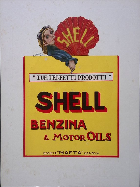 Pubblicità del 1927 Carte Patinate Ferdinando Dell'Orto Shell Benzina Nafta