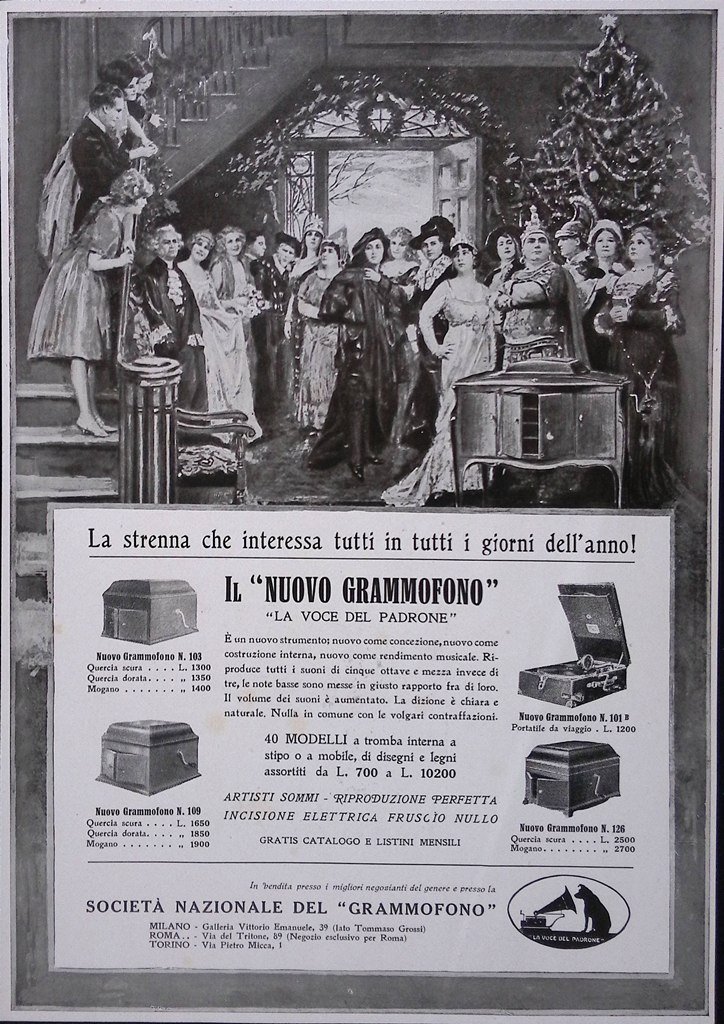 Pubblicità del 1927 Il Nuovo Grammofono La Voce del Padrone …