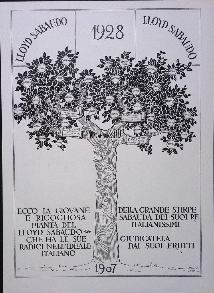 Pubblicità del 1927 Lloyd sabaudo Cava Marmo Portoro Spezia Monte …