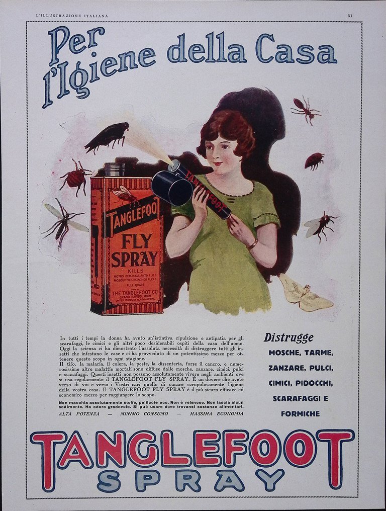 Pubblicità del 1928 Igiene Casa Tanglefoot Spray Les Parfums Concreta …