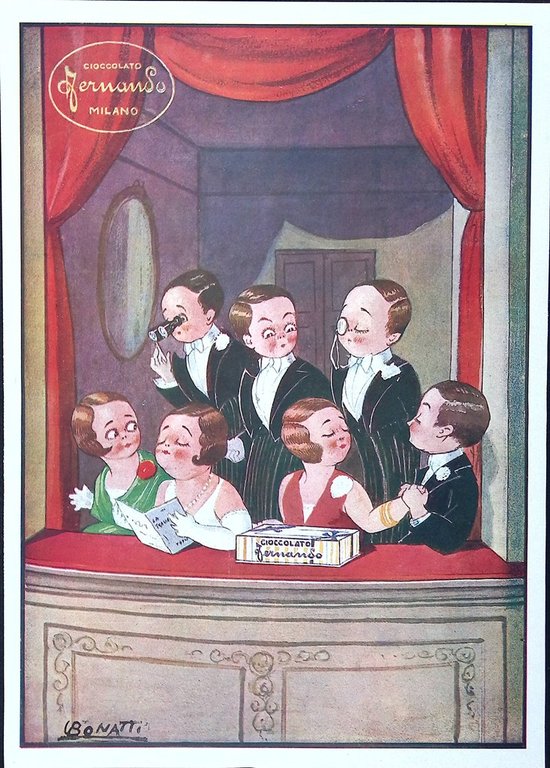 Pubblicità del 1928 Pastina Gaby Gelatinosa Cioccolato Fernando Bonatti