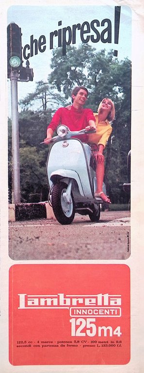 Pubblicità del 1966 Lambretta Innocenti 125 Che Ripresa