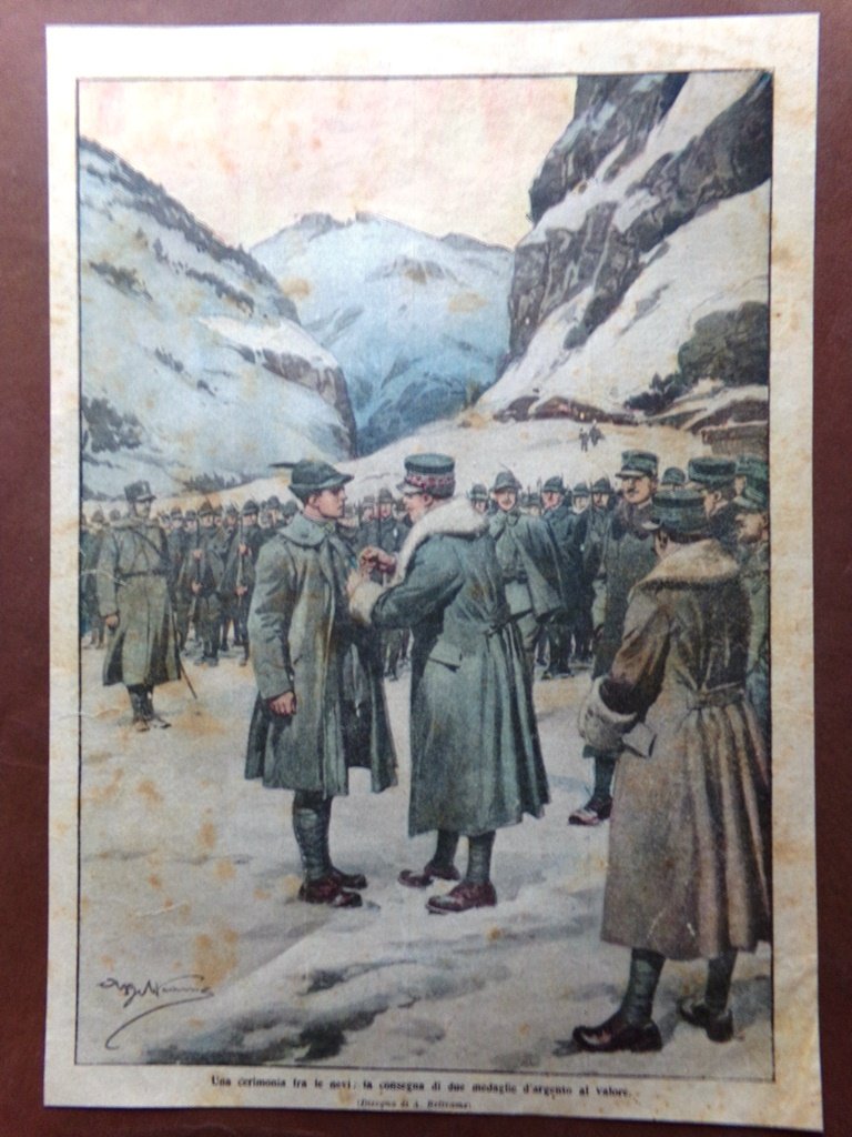 Retrocopertina Domenica Corriere nr. 1 del 1916 WW1 Cerimonia fra …