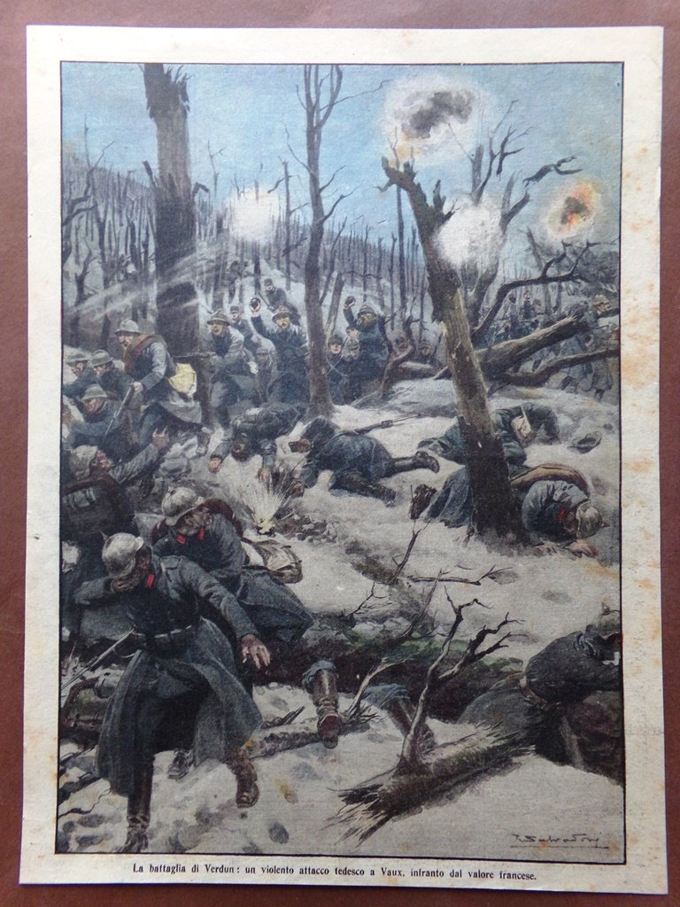 Retrocopertina Domenica Corriere nr. 13 del 1916 WW1 Battaglia di …