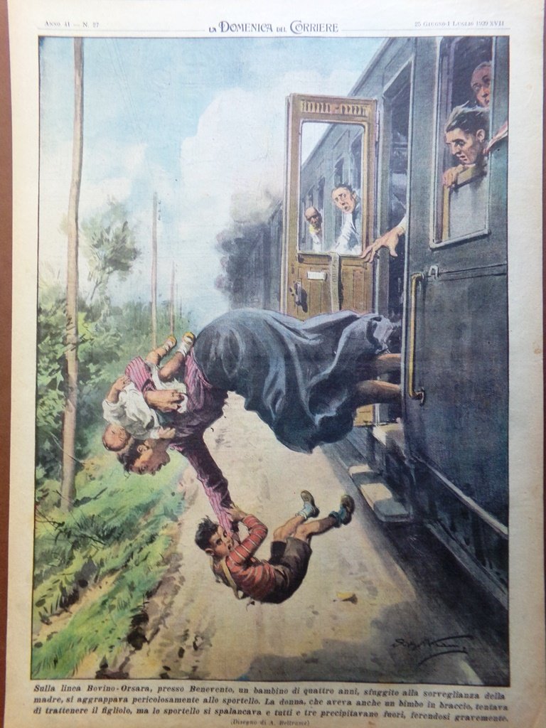 Retrocopertina Domenica Corriere nr. 27 del 1939 Donna e Figlio …