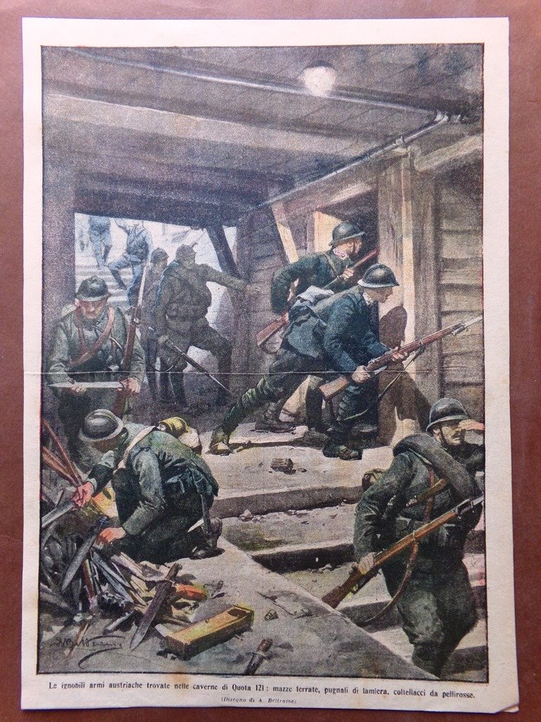 Retrocopertina Domenica Corriere nr. 35 del 1916 WW1 Ignobili Armi …