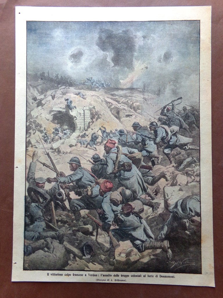 Retrocopertina Domenica Corriere nr. 45 del 1916 WW1 Colpo Francese …