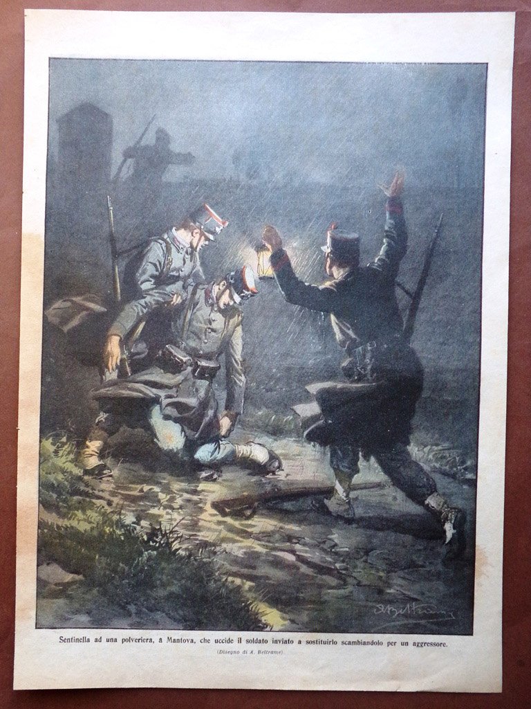 Retrocopertina Domenica Corriere nr. 7 del 1910 Incidente Polveriera di …