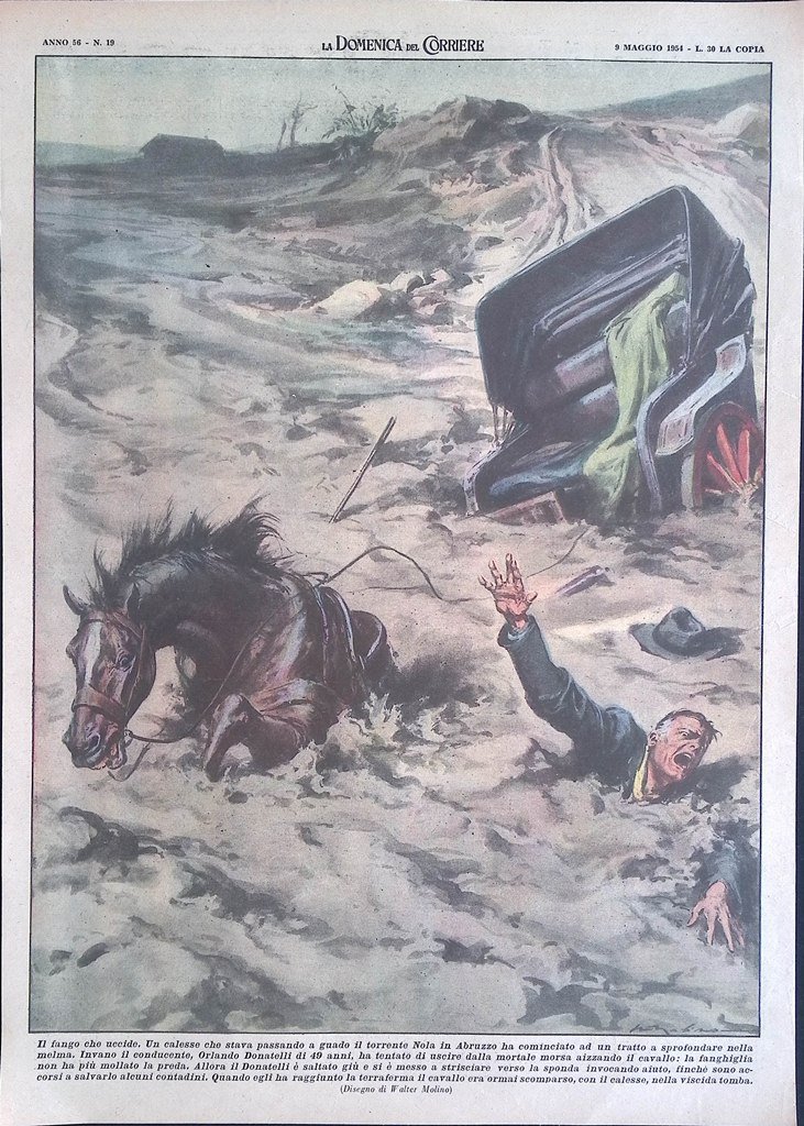 Retrocopertina Domenica del Corriere nr. 19 del 1954 Donatelli nel …