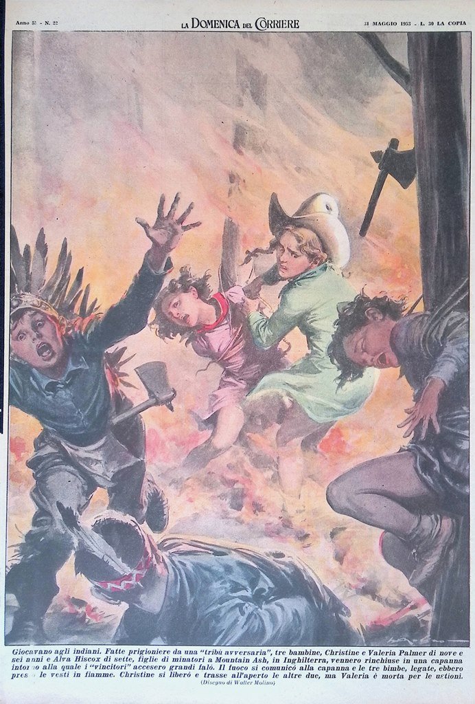 Retrocopertina Domenica del Corriere nr. 22 del 1953 Incidente per …